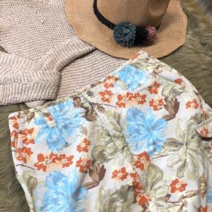 Eddie Bauer Cargo Pocket Floral Print Skirt